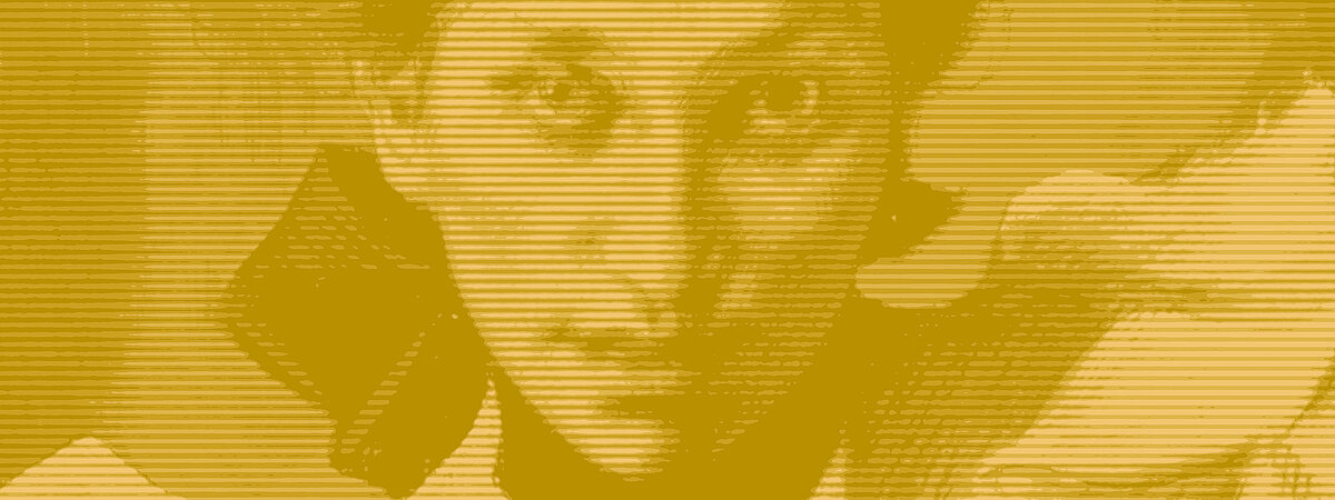 Title motif of the exhibition: Portrait of Margarethe Born, Hugo von Habermann, 1895 (Detail). Photo: Franz Kimmel, Design: Haller & Haller (line pattern threaded in yellow tones), © Jewish Museum Munich